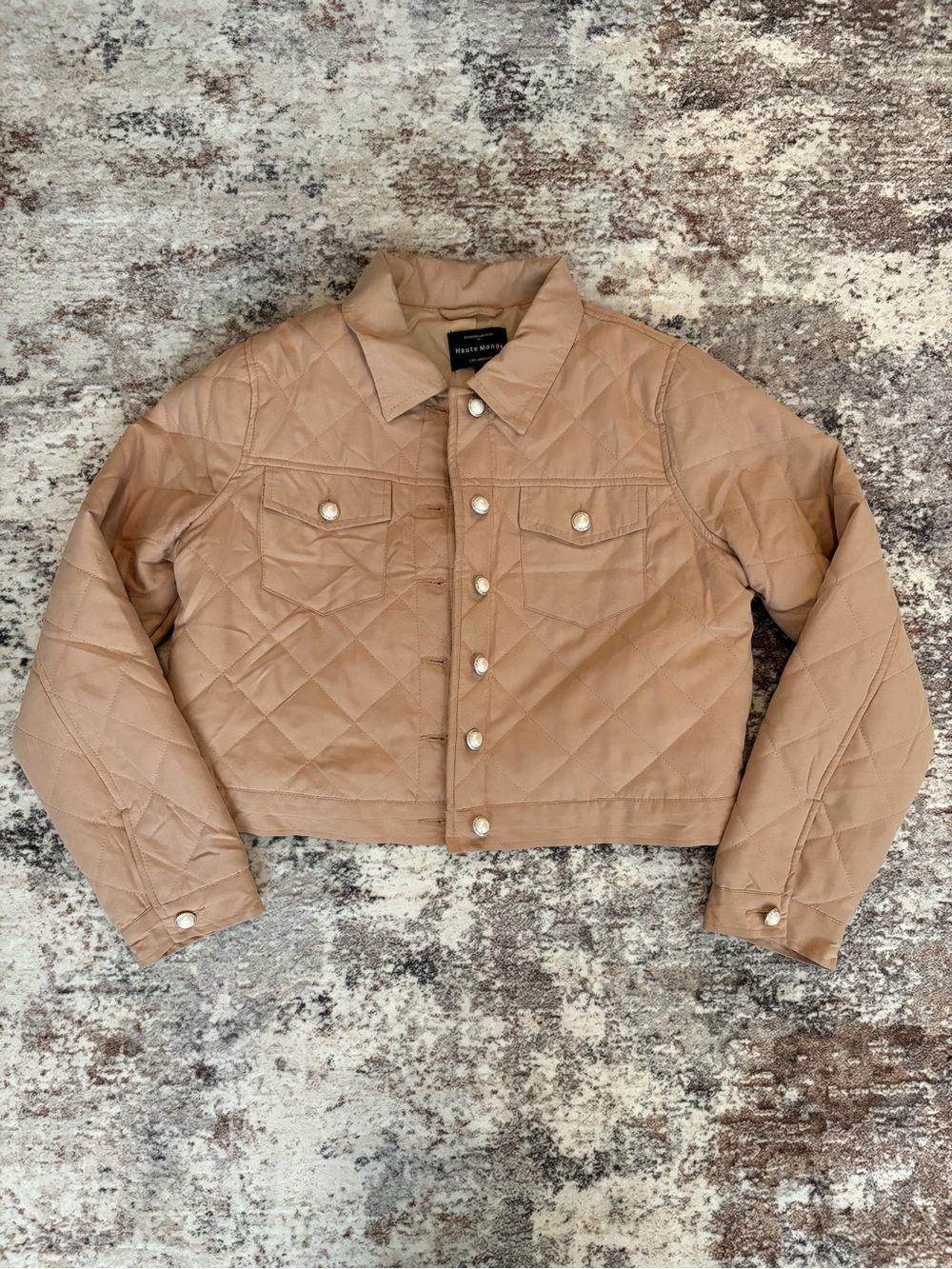 Haute Monde Quilted Teddy Jacket in Tan